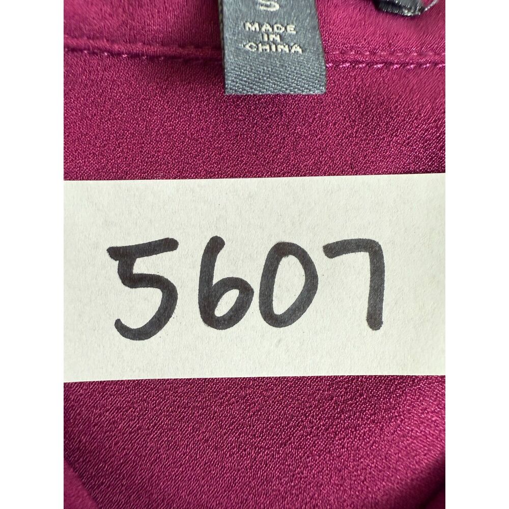 Madison Women's Long Sleeve Button Up Blouse Top Raspberry Polyester Size S - Picture 9 of 9
